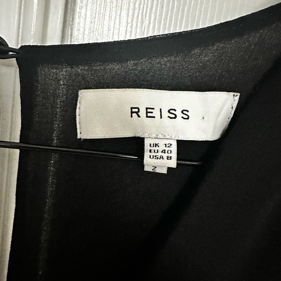 REISS Adeliza Women Button Detail Black Jumpsuit Long Sheer Sleeves - Picture 7 of 9